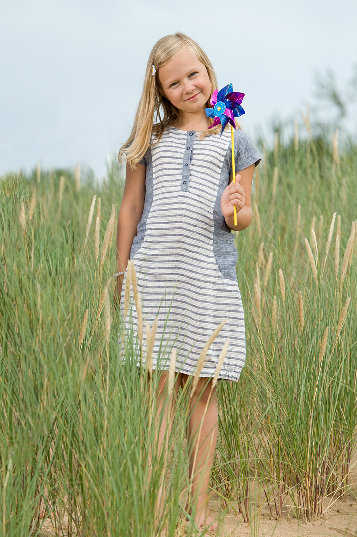 Linen dress for girl, blue - white stripped. Manufacturer: AB “Siulas”