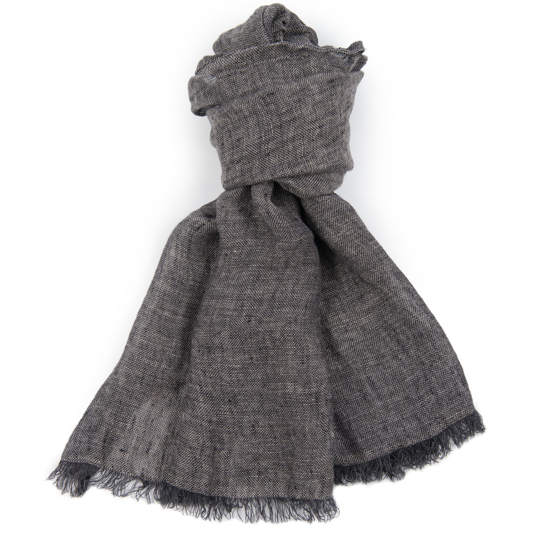 Grey black linen shawl. Manufacturer: AB “Siulas”, Lithuania